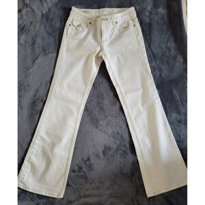 Banana Republic Jeans Womens 4 Ivory White Bootcut Flap Pockets Low Rise Denim